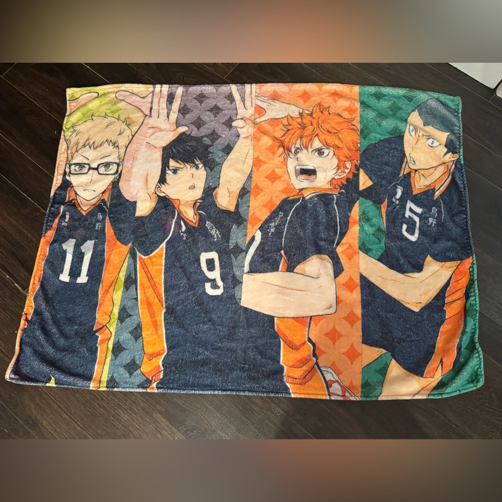 Anime Team Fleece Throw Blanket - Orange & Blue